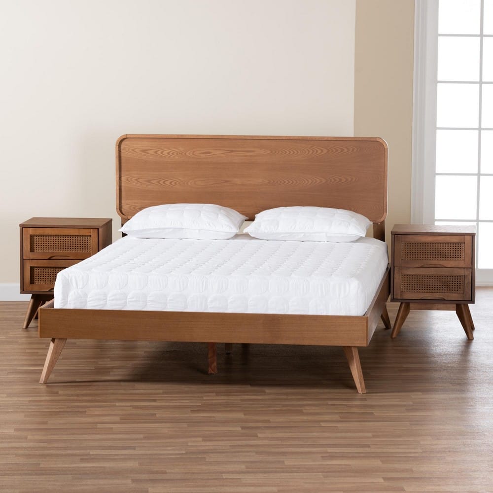 Baxton Studio - Demeter King Bedroom Set in Walnut Brown - Demeter-Ash Walnut-King 3PC Bedroom Set view 10