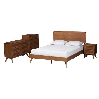 Baxton Studio - Demeter King Bedroom Set in Walnut Brown - Demeter-Ash Walnut-King 4PC Bedroom Set view 1