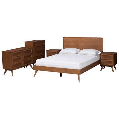 Baxton Studio - Demeter King Bedroom Set in Walnut Brown - Demeter-Ash Walnut-King 5PC Bedroom Set view 1