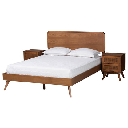 Baxton Studio - Demeter Queen Bedroom Set in Walnut Brown - Demeter-Ash Walnut-Queen 3PC Bedroom Set view 1