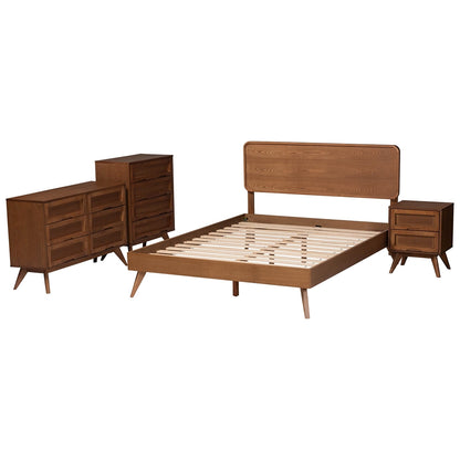 Baxton Studio - Demeter Queen Bedroom Set in Walnut Brown - Demeter-Ash Walnut-Queen 4PC Bedroom Set view 2