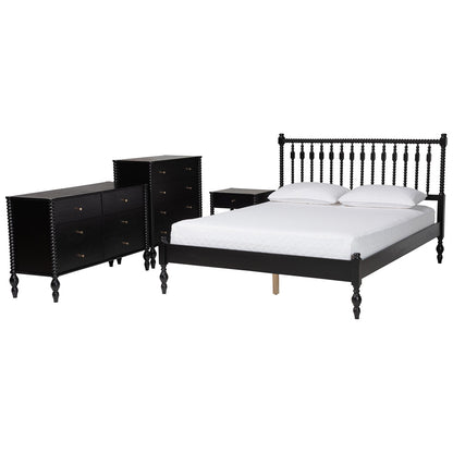 Baxton Studio - Denita Full Bedroom Set in Black - Alaba-4PC Bedroom Set-Black-Full-1NS view 1