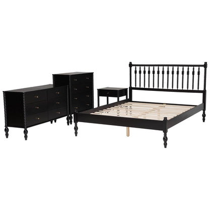 Baxton Studio - Denita Full Bedroom Set in Black - Alaba-4PC Bedroom Set-Black-Full-1NS view 2