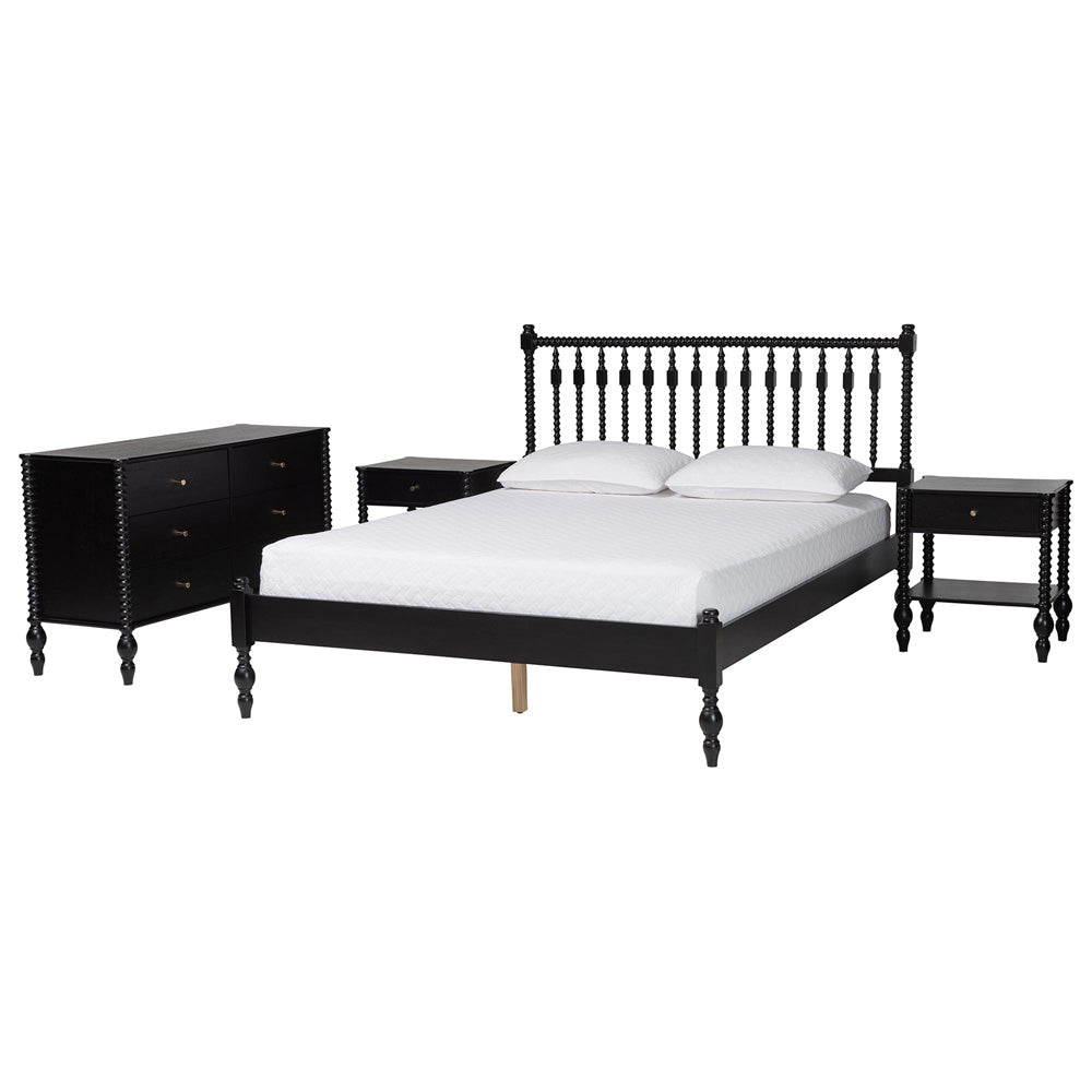 Baxton Studio - Denita Full Bedroom Set in Black - Alaba-4PC Bedroom Set-Black-Full-2NS view 1
