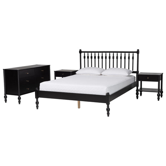 Baxton Studio - Denita Full Bedroom Set in Black - Alaba-4PC Bedroom Set-Black-Full-2NS view 1