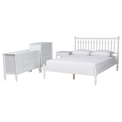 Baxton Studio - Denita Full Bedroom Set in White - Alaba-4PC Bedroom Set-White-Full-1NS view 1