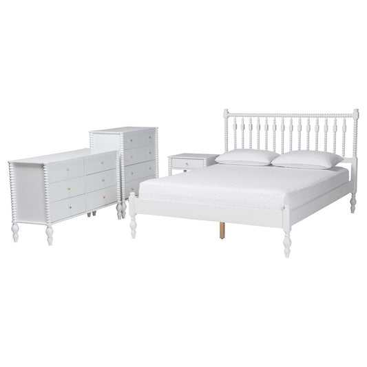 Baxton Studio - Denita Full Bedroom Set in White - Alaba-4PC Bedroom Set-White-Full-1NS view 1