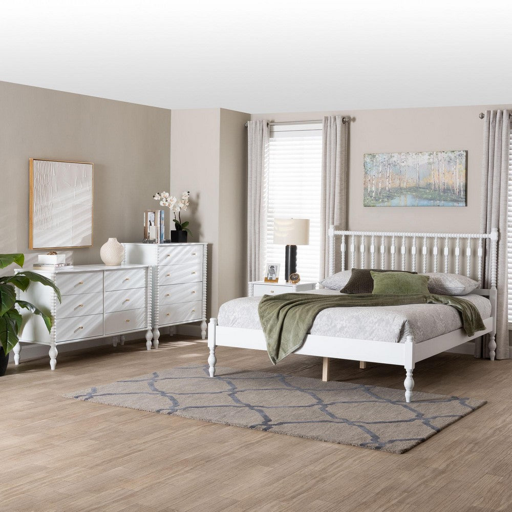 Baxton Studio - Denita Full Bedroom Set in White - Alaba-4PC Bedroom Set-White-Full-1NS view 11