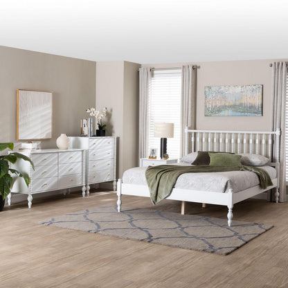 Baxton Studio - Denita Full Bedroom Set in White - Alaba-4PC Bedroom Set-White-Full-1NS view 11