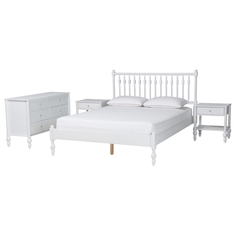 Baxton Studio - Denita Full Bedroom Set in White - Alaba-4PC Bedroom Set-White-Full-2NS view 1
