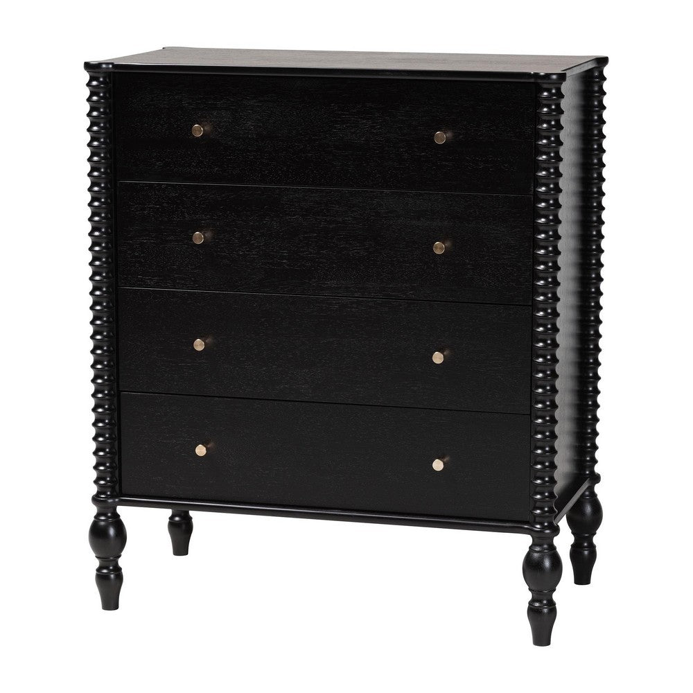 Baxton Studio - Denita Queen Bedroom Set in Black - Alaba-4PC Bedroom Set-Black-Queen-1NS view 5