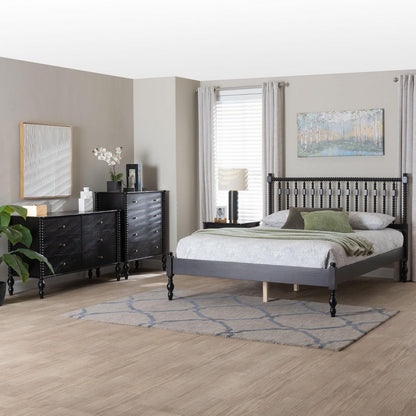 Baxton Studio - Denita Queen Bedroom Set in Black - Alaba-4PC Bedroom Set-Black-Queen-1NS view 11