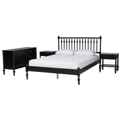 Baxton Studio - Denita Queen Bedroom Set in Black - Alaba-4PC Bedroom Set-Black-Queen-2NS view 1