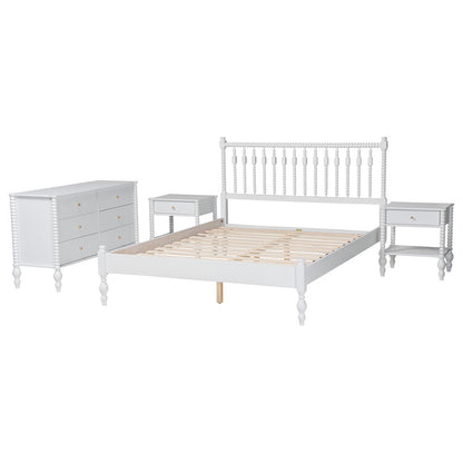 Baxton Studio - Denita Queen Bedroom Set in White - Alaba-4PC Bedroom Set-White-Queen-2NS view 2