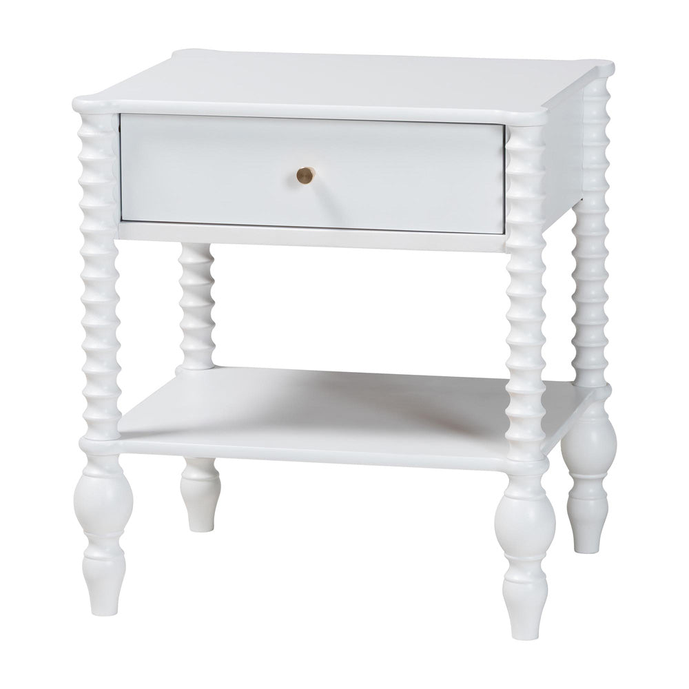 Baxton Studio - Denita Twin Bedroom Set in White - Alaba-4PC Bedroom Set-White-Twin-1NS view 4
