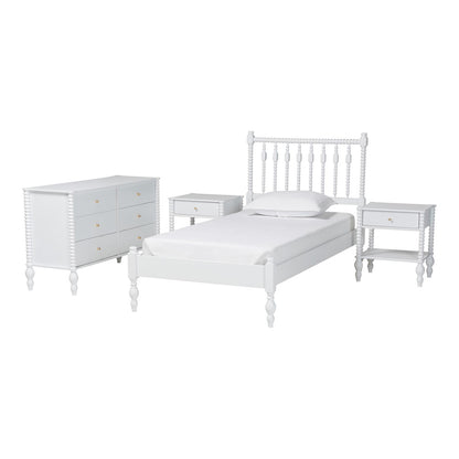 Baxton Studio - Denita Twin Bedroom Set in White - Alaba-4PC Bedroom Set-White-Twin-2NS view 1
