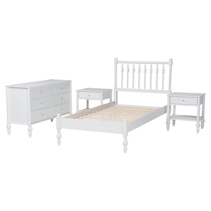 Baxton Studio - Denita Twin Bedroom Set in White - Alaba-4PC Bedroom Set-White-Twin-2NS view 2
