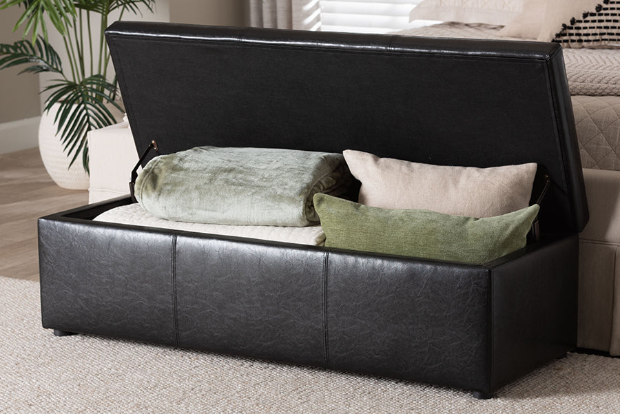 Baxton Studio - Dennehy Ottoman in Black - Y-168-Promote-Black view 10