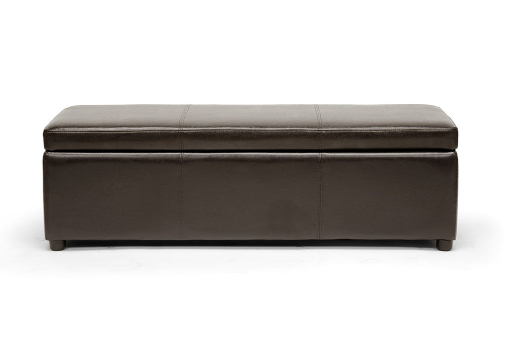 Baxton Studio - Dennehy Ottoman in Dark Brown - Y-168-Promote-dark brown view 2