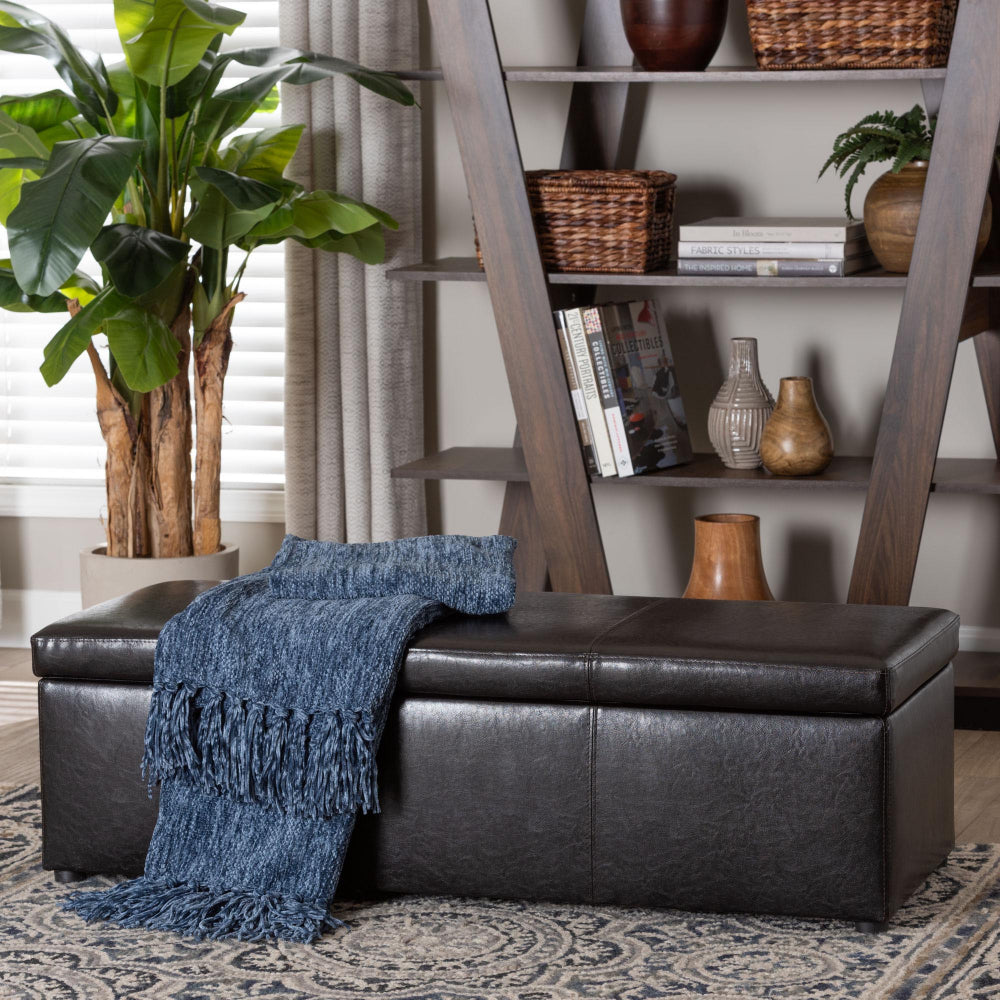 Baxton Studio - Dennehy Ottoman in Dark Brown - Y-168-Promote-dark brown view 8