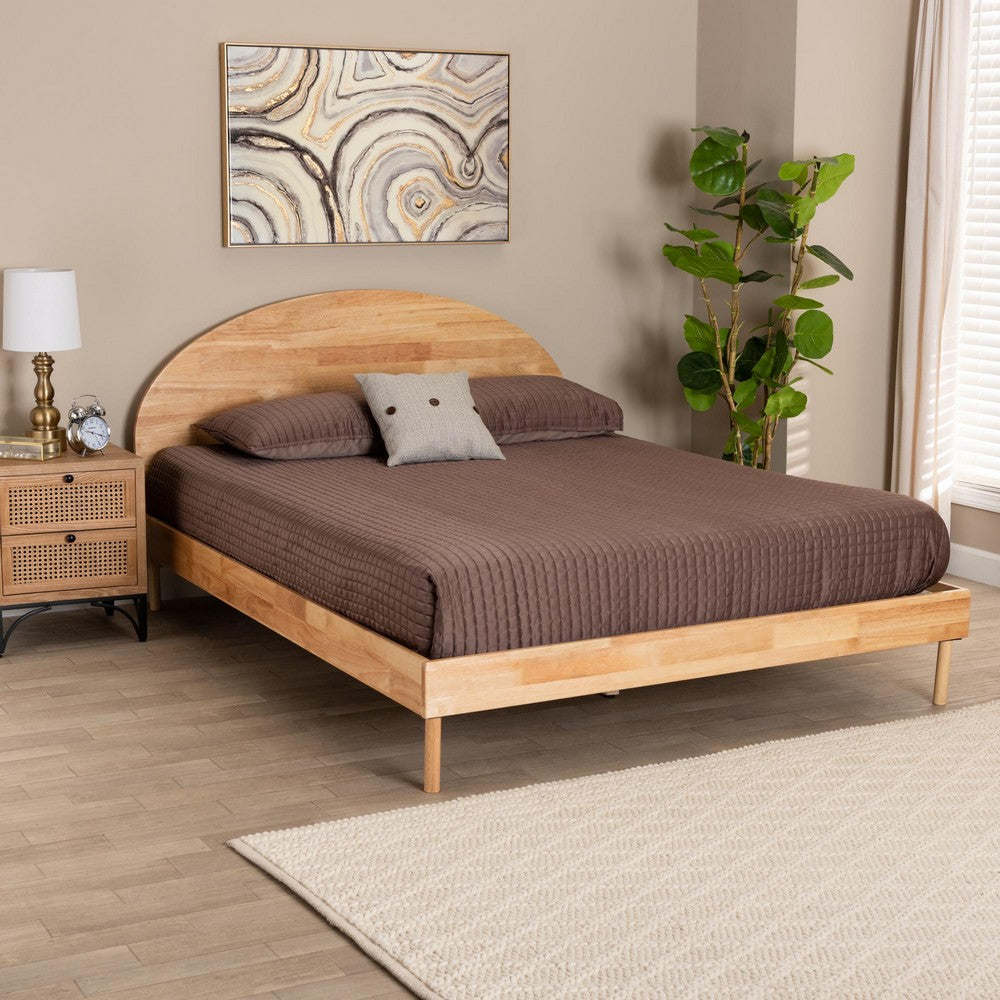 Baxton Studio - Denton Queen Size Bed in Natural Brown - BBT61137-A2 Natural Wood-Queen Bed view 7