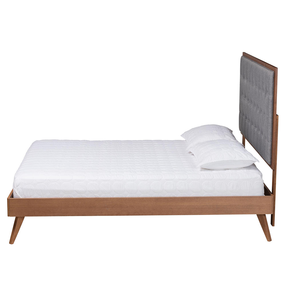 Baxton Studio - Dericia King Size Bed in Grey/Walnut Brown - MG9765/9704-King view 2