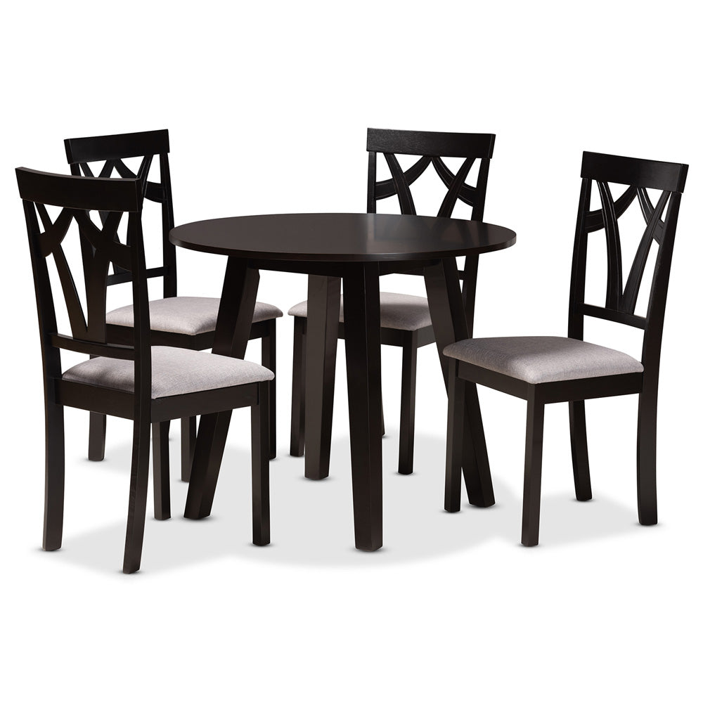 Baxton Studio - Derya Dining Set in Grey/Dark Brown - Derya-Grey/Dark Brown-5PC Dining Set view 1