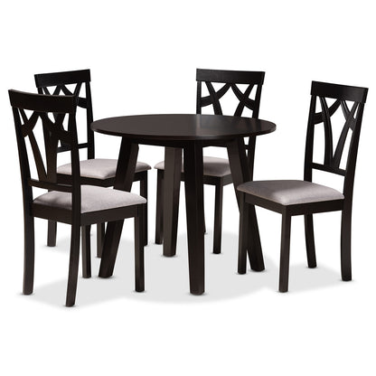 Baxton Studio - Derya Dining Set in Grey/Dark Brown - Derya-Grey/Dark Brown-5PC Dining Set view 1