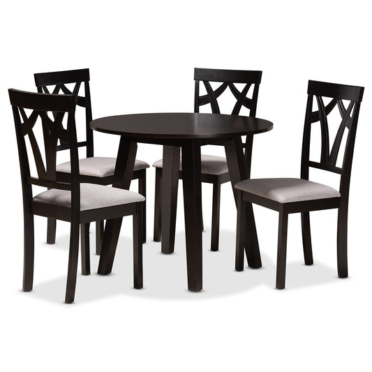 Baxton Studio - Derya Dining Set in Grey/Dark Brown - Derya-Grey/Dark Brown-5PC Dining Set view 1