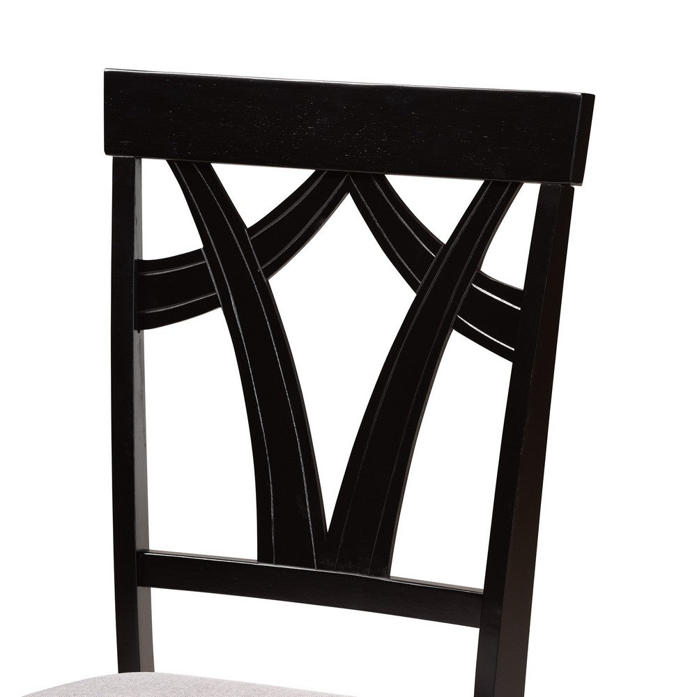 Baxton Studio - Derya Dining Set in Grey/Dark Brown - Derya-Grey/Dark Brown-5PC Dining Set view 5
