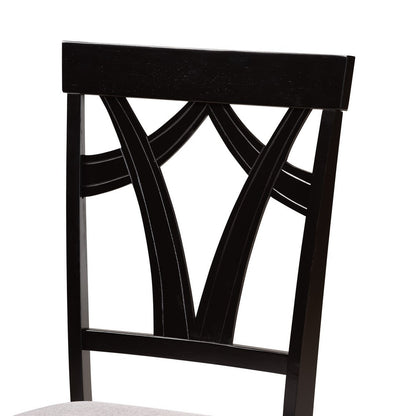 Baxton Studio - Derya Dining Set in Grey/Dark Brown - Derya-Grey/Dark Brown-5PC Dining Set view 5