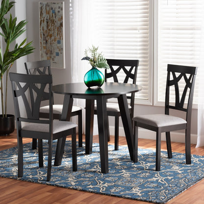 Baxton Studio - Derya Dining Set in Grey/Dark Brown - Derya-Grey/Dark Brown-5PC Dining Set view 8