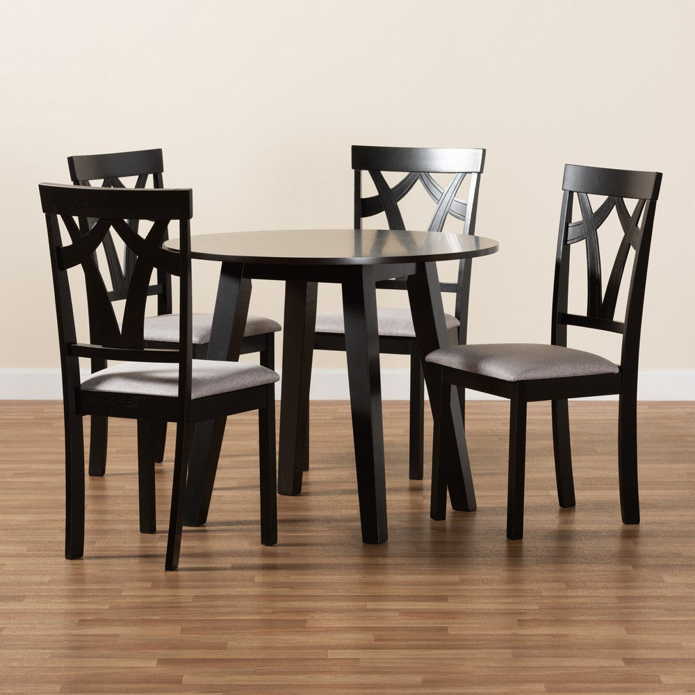 Baxton Studio - Derya Dining Set in Grey/Dark Brown - Derya-Grey/Dark Brown-5PC Dining Set view 9