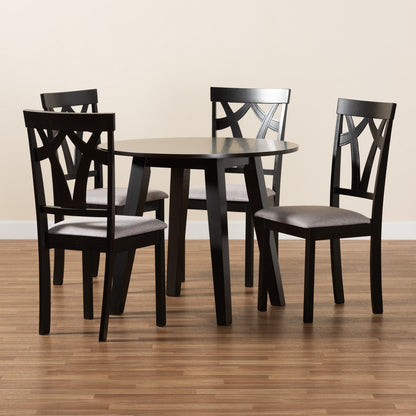 Baxton Studio - Derya Dining Set in Grey/Dark Brown - Derya-Grey/Dark Brown-5PC Dining Set view 9