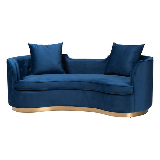 Baxton Studio - Deserae Sofa in Navy Blue/Gold - TSF-7021-Navy Blue Velvet-Sofa view 1