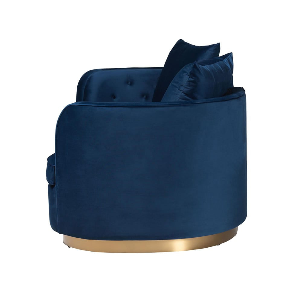 Baxton Studio - Deserae Sofa in Navy Blue/Gold - TSF-7021-Navy Blue Velvet-Sofa view 3