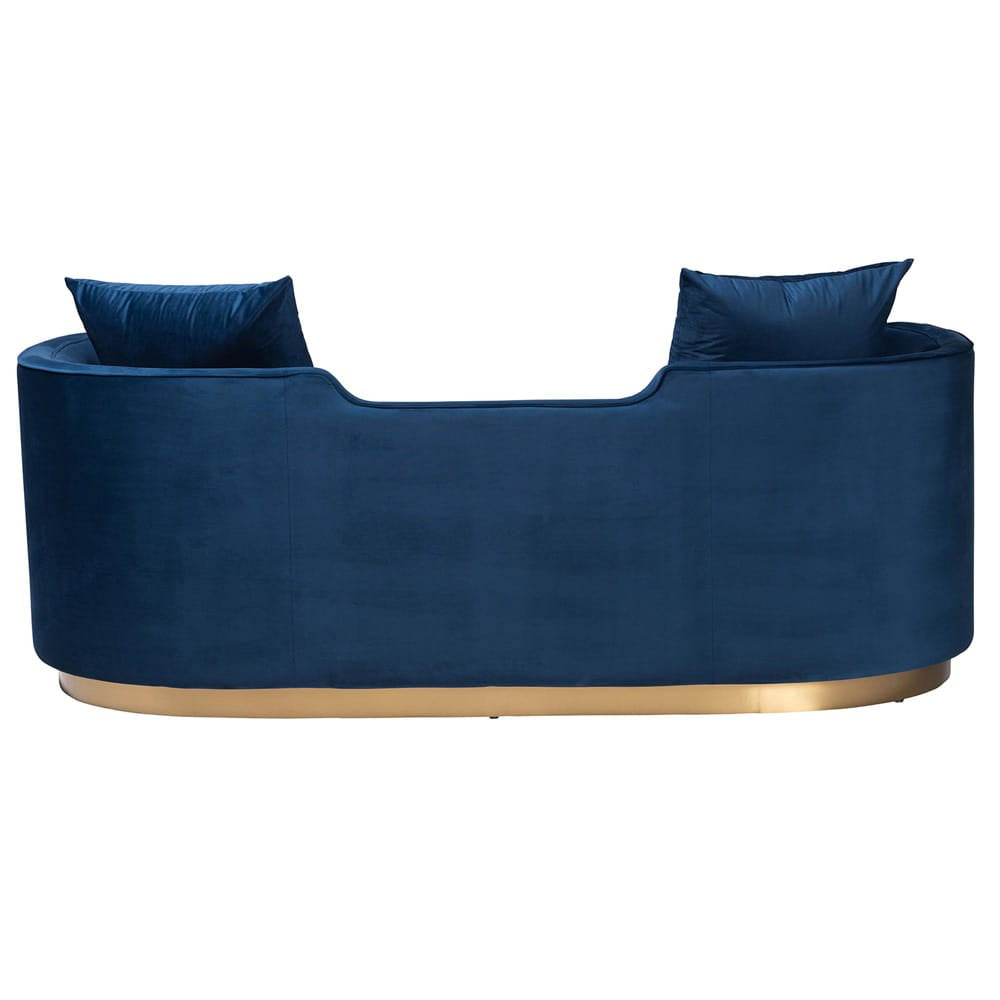 Baxton Studio - Deserae Sofa in Navy Blue/Gold - TSF-7021-Navy Blue Velvet-Sofa view 4