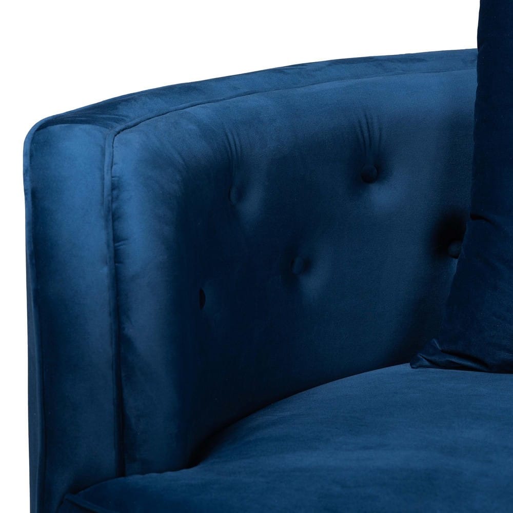 Baxton Studio - Deserae Sofa in Navy Blue/Gold - TSF-7021-Navy Blue Velvet-Sofa view 5