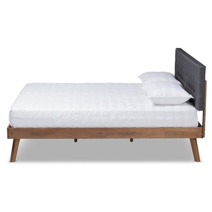 Baxton Studio - Devan King Size Bed Frame in Dark Grey/Walnut - SW8168-Dark Grey/Walnut-M17-King view 2