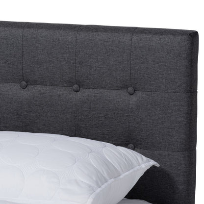 Baxton Studio - Devan King Size Bed Frame in Dark Grey/Walnut - SW8168-Dark Grey/Walnut-M17-King view 4