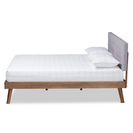 Baxton Studio - Devan King Size Bed Frame in Light Grey/Walnut - SW8168-Light Grey/Walnut-M17-King view 2