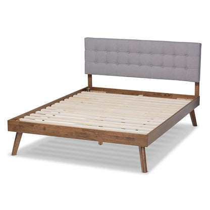 Baxton Studio - Devan King Size Bed Frame in Light Grey/Walnut - SW8168-Light Grey/Walnut-M17-King view 3
