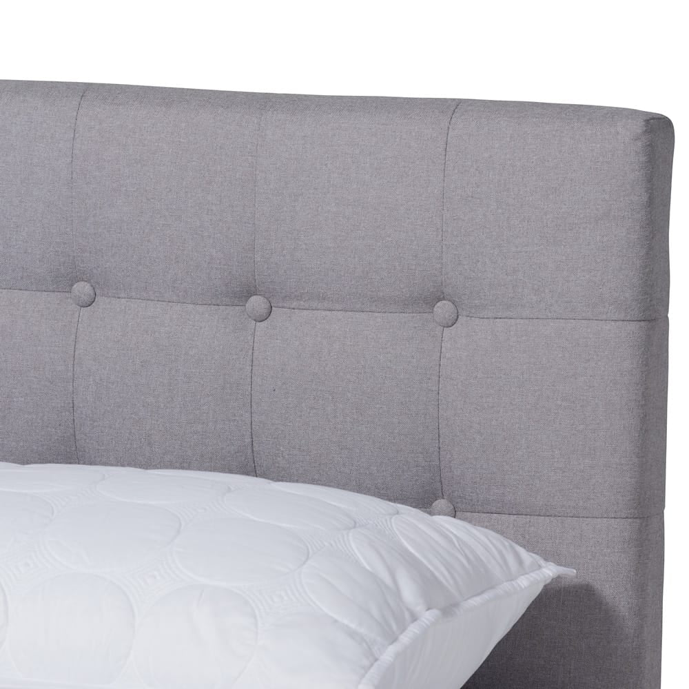 Baxton Studio - Devan King Size Bed Frame in Light Grey/Walnut - SW8168-Light Grey/Walnut-M17-King view 4