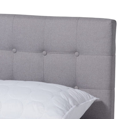 Baxton Studio - Devan King Size Bed Frame in Light Grey/Walnut - SW8168-Light Grey/Walnut-M17-King view 4