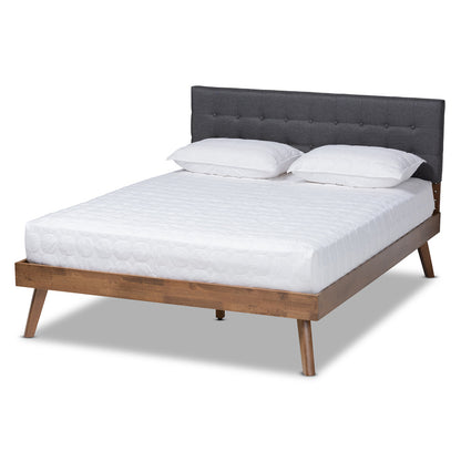 Baxton Studio - Devan Queen Size Bed Frame in Dark Grey/Walnut - SW8168-Dark Grey/Walnut-M17-Queen view 1