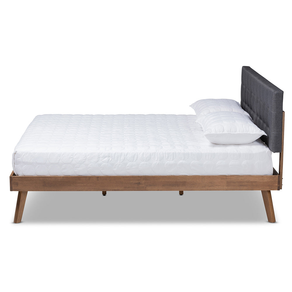 Baxton Studio - Devan Queen Size Bed Frame in Dark Grey/Walnut - SW8168-Dark Grey/Walnut-M17-Queen view 2