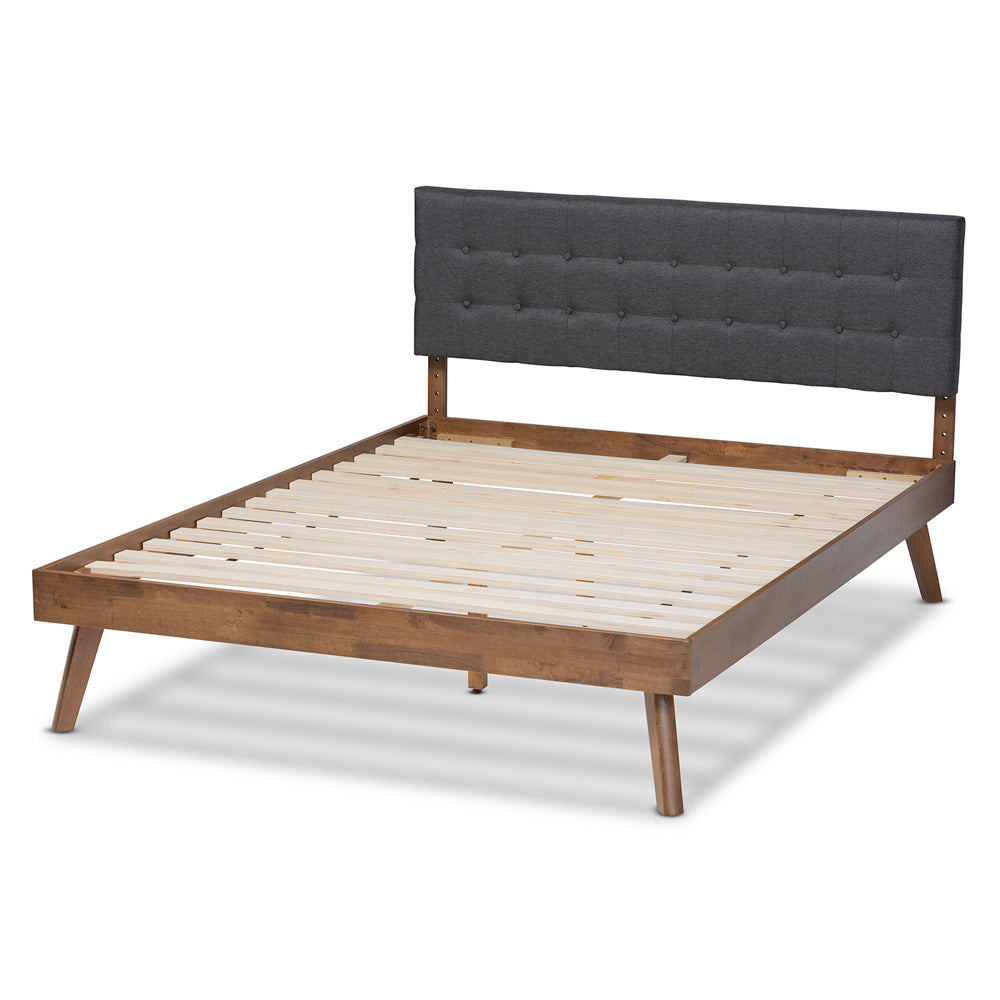 Baxton Studio - Devan Queen Size Bed Frame in Dark Grey/Walnut - SW8168-Dark Grey/Walnut-M17-Queen view 3