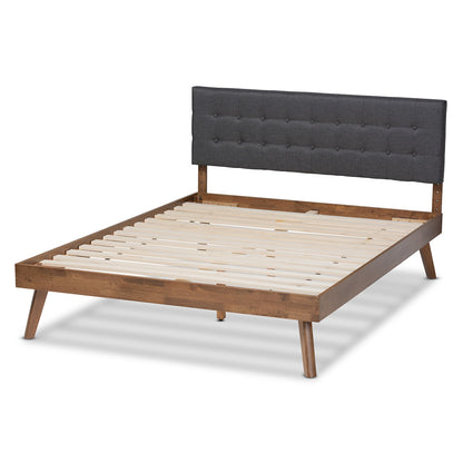 Baxton Studio - Devan Queen Size Bed Frame in Dark Grey/Walnut - SW8168-Dark Grey/Walnut-M17-Queen view 3