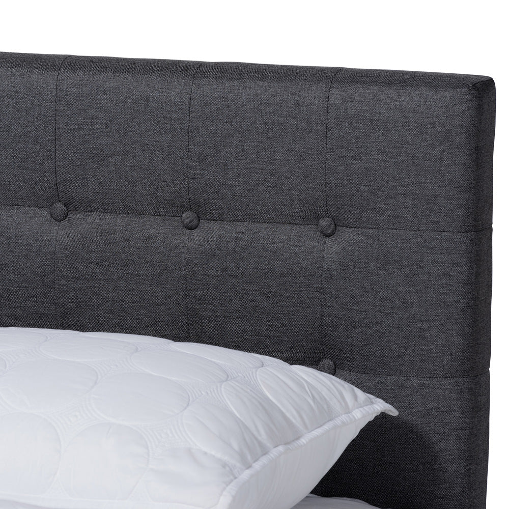 Baxton Studio - Devan Queen Size Bed Frame in Dark Grey/Walnut - SW8168-Dark Grey/Walnut-M17-Queen view 4