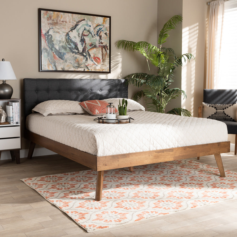 Baxton Studio - Devan Queen Size Bed Frame in Dark Grey/Walnut - SW8168-Dark Grey/Walnut-M17-Queen view 6